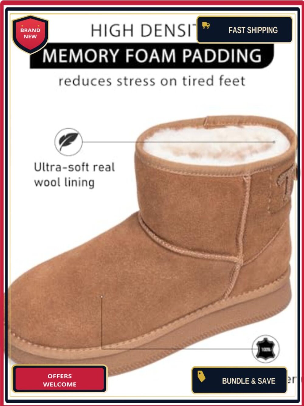 Women's Platform Ankle Snow Boots Genuine Suede Winter Boots Memory Foam Fur View 4